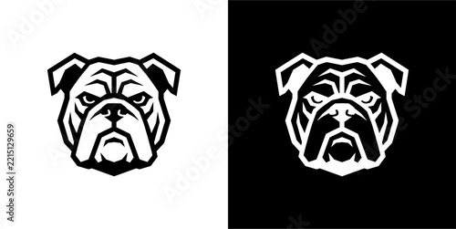 Minimalist Bulldog Head Mascot Logo in Black and White