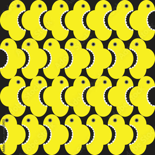 Yellow cartoon monster repeating seamless pattern pop art vector illustration
