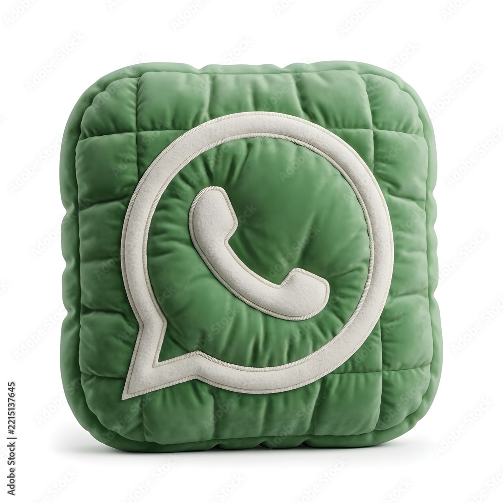 Fototapeta premium Green Quilted Pillow with Communication Icon Design
