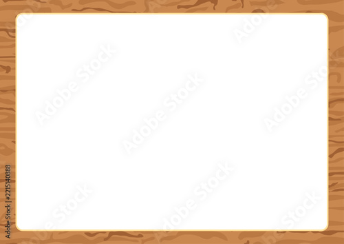 Wooden Frame Blank White Background, Vector Design