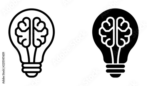 Fotografie Light bulb brain silhouettes set for innovation and creativity logo