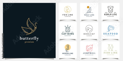 Elegant Gold Butterfly Line Art Logo Template for Luxury Beauty Salon, Spa, Jewelry, or Fashion Brand
