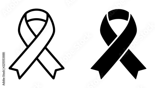 Ribbon silhouettes set with awareness symbol for support and charity