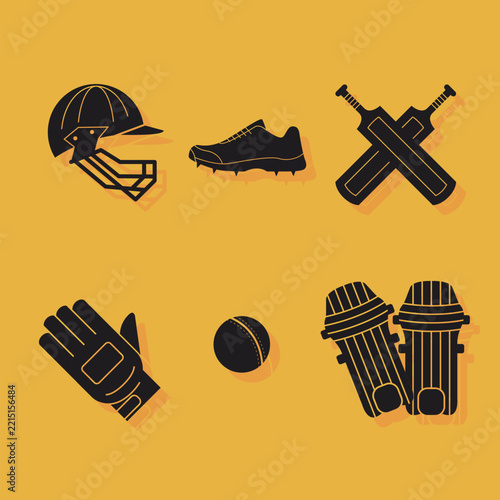 American Football Equipment Icons Vector Set