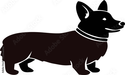 Professional dog silhouette icon vector featuring a recognizable canine shape, ideal for pet branding, animal organizations, dog products, signage, stickers, apparel, and advertising.