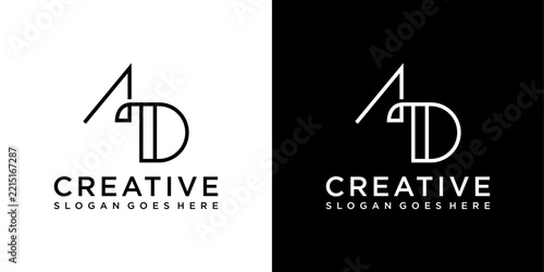 AD or DA initial letter logo design vector