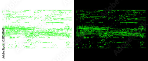 Digital glitch texture with green distorted data, abstract cyber signal noise background, futuristic matrix coding error overlay for tech design
