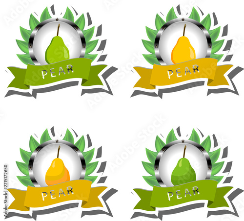 Fruit theme from set juicy delicious pear of various sizes