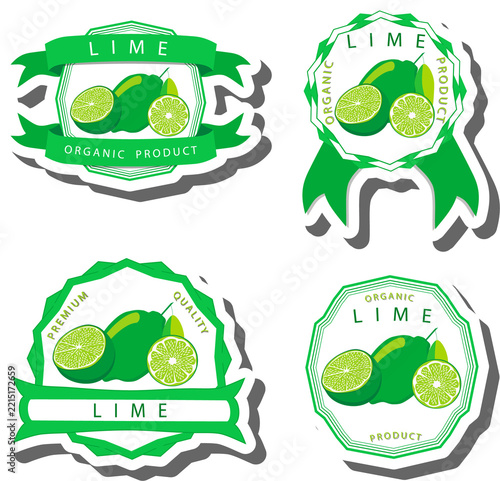 Fruit theme from set juicy delicious lime of various sizes