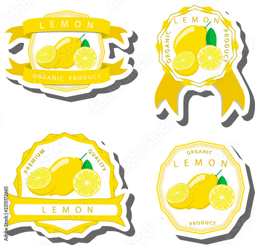 Fruit theme from set juicy delicious lemon of various sizes
