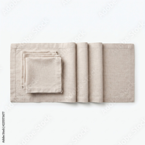 Blank Linen Kitchen Towel - Flat Lay Mockup