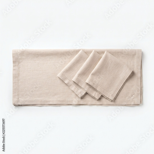 Blank Linen Kitchen Towel - Flat Lay Mockup
