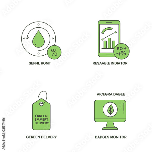 EcoFriendly Business Icons Sustainability Efficiency and Green Delivery Concepts.