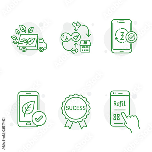 EcoFriendly Delivery and Refill Icons for Sustainable Business.