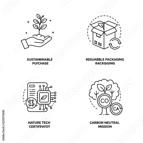 EcoFriendly Business Practices Sustainable Purchase Reusable Packaging Nature Tech Carbon Neutral Mission.