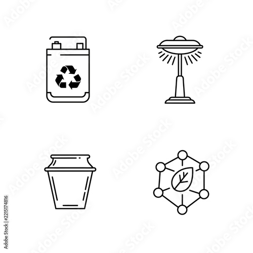 EcoFriendly Icons Battery Recycling Solar Lamp Compost Bin Biofuel.