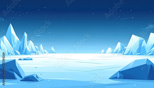 Iceberg landscape in the Arctic ocean.
