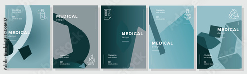 Motion fluent display medical abstract geometric a4 poster. neon publishing, thinking work, render forms, professional sharp vector medical background illustration