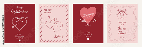Romantic Valentine Posters with Hearts, Bows and Decorative Frames