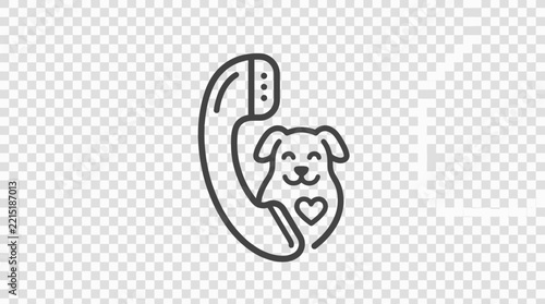 Dog love phone icon, isolated on transparent background