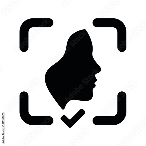 Face Recognition Authentication Icon - Biometric Facial Scanning Security Glyph