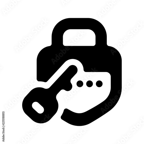 Password Manager Icon - Key and Padlock Digital Security Vault Glyph Vector