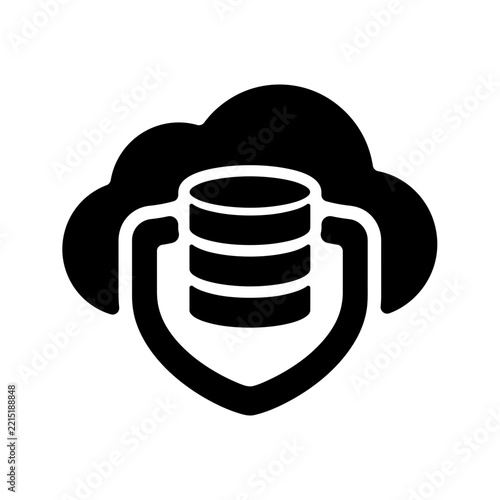Secure Cloud Storage Icon - Encrypted Database Server Protection Glyph Vector