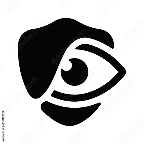 Privacy Protection Icon - Shield and Eye Digital Surveillance Security Glyph Vector