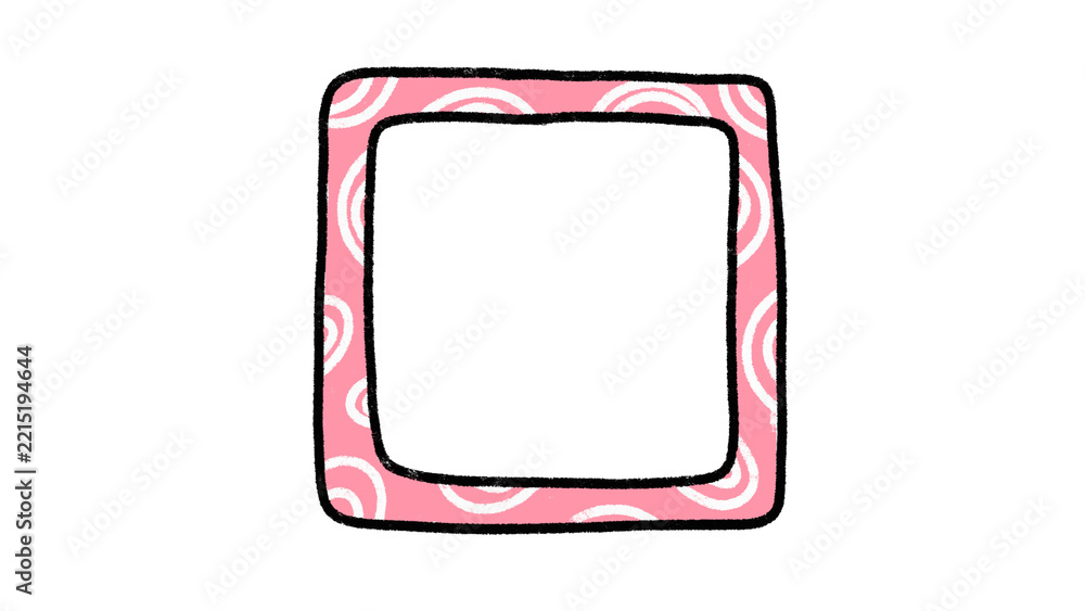 Obraz premium Pink Square Frame Border Doodle Element on Transparent Background