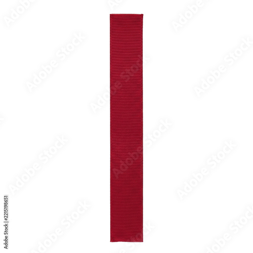 Straight red ribbed grosgrain ribbon strip isolated