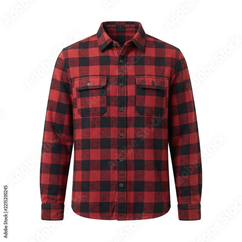 Red and black checkered flannel long sleeve shirt