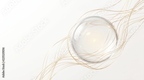 Minimalist Glass Bubble with Flowing Gold Wires