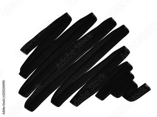 Black thick marker stroke on white background with brush stroke ink mark hand drawn graphic design black paint brush texture marker line artistic element isolated background black color