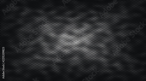 Abstract halftone dot pattern texture featuring monochrome white and black circular elements arranged in a geometric grid design for modern graphic projects and creative backgrounds