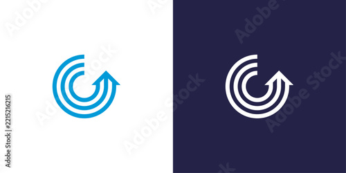 Arrow house logo. Circular arrow forming a home symbol with a modern geometric design.