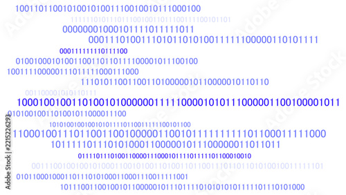 Binary code background with blue digital data stream vector illustration
