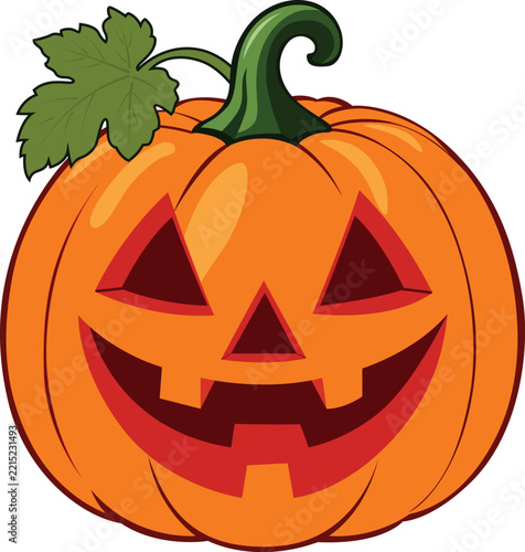 Smiling Jack O' Lantern Pumpkin Halloween Carved Pumpkin Vector Illustration