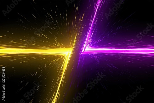 Yellow and Purple Opposing Glowing Speed Line Frame Border