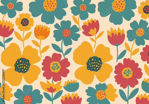 Vintage Seamless Floral Pattern Featuring Romantic Flowers and Delicate Natural Foliage