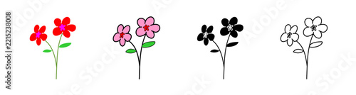 Flower Icon Vector Illustration Set