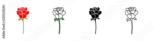 Rose Icon Vector Illustration Set