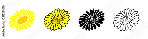 Sunflower Icon Vector Illustration Set