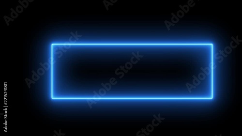 Square rectangle picture frame with  neon color motion graphic on isolated black background.  4K footage video effect seamless loop. 