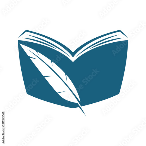 Quill and Book Logo icon design