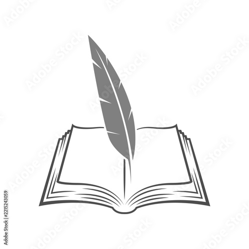 Quill and Book Logo icon design