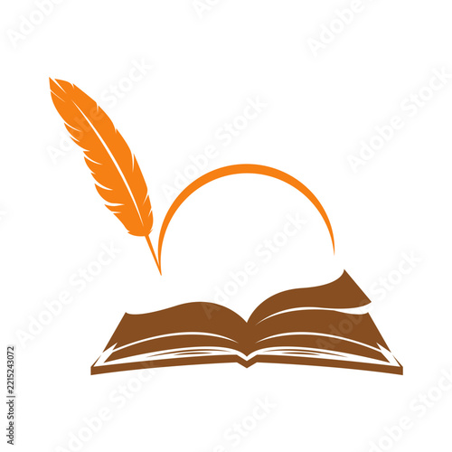 Quill and Book Logo icon design