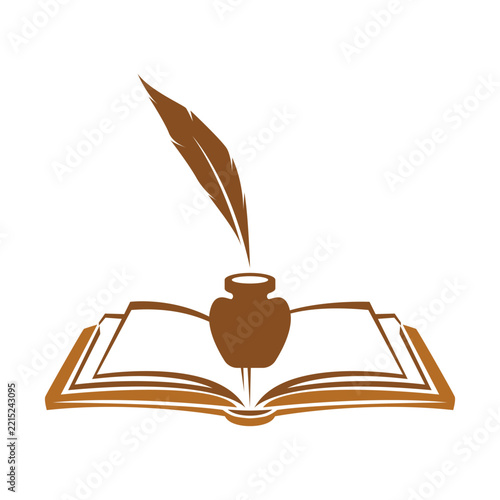 Quill and Book Logo icon design