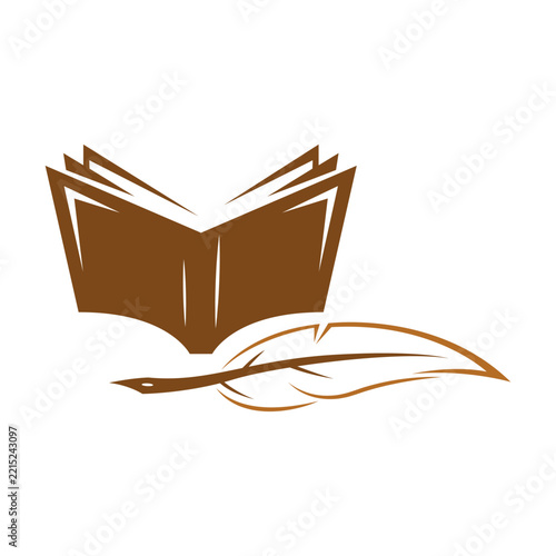 Quill and Book Logo icon design