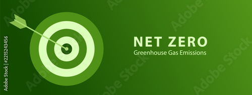 Carbon neutral concept. Net zero greenhouse gas emissions target. Vector illustration on green background. Banner template for a website
