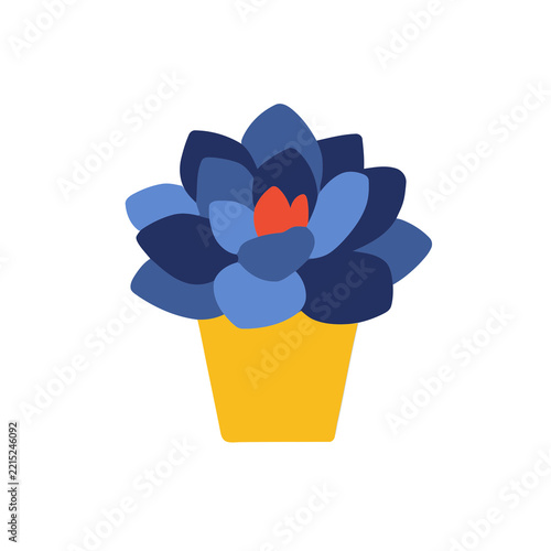 Stylized Blue Flower in Yellow Pot